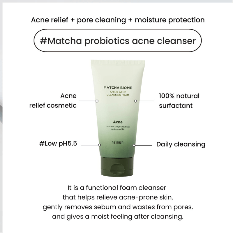 Heimish Matcha Biome Amino Acne Cleansing Foam 150ml - Image 3