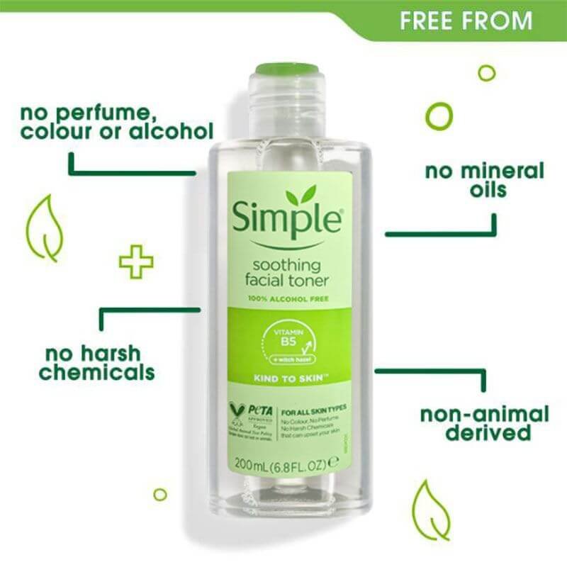 Simple Kind To Skin Soothing Facial Toner 200ml - Image 2