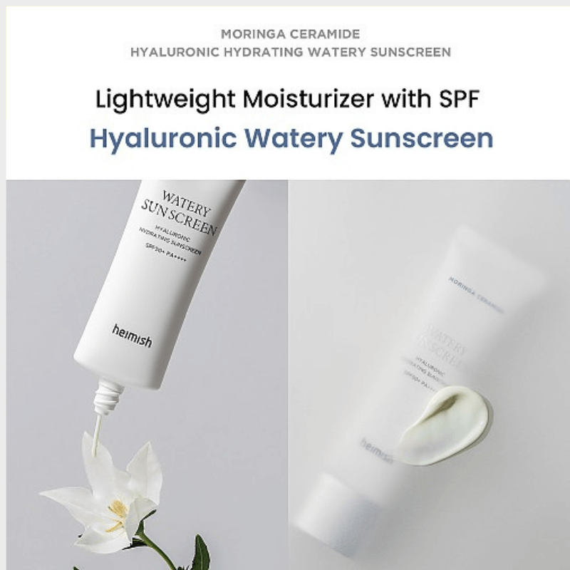 Heimish Moringa Ceramide Hyaluronic Acid Hydrating Watery Sunscreen 50ml - Image 3
