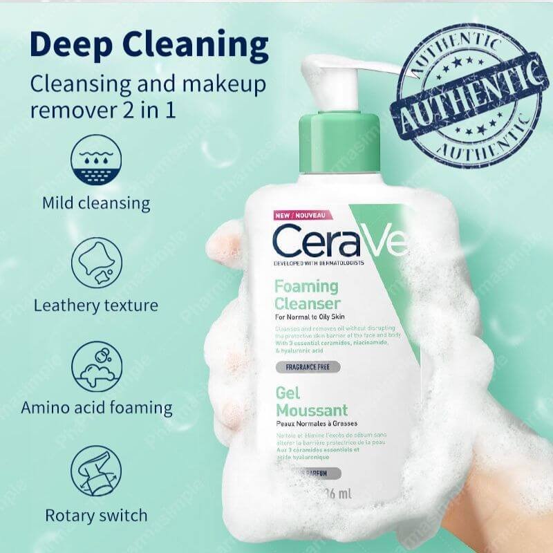 CeraVe Foaming Cleanser For Normal To Oily Skin 236ml - Image 2