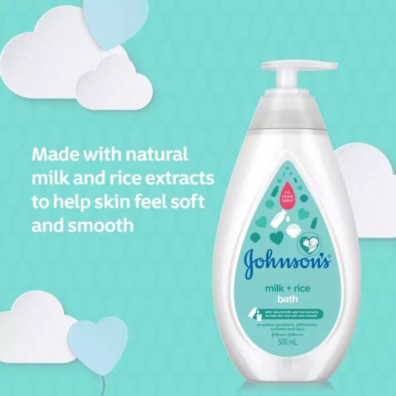 Johnson's ® Milk + Rice Hair & Body Baby Bath 500ml - Image 3