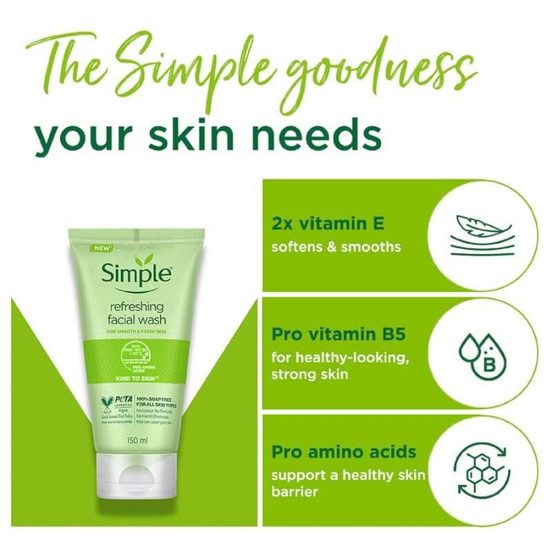 Simple Kind To Skin Refreshing Facial Wash Gel 150ml - Image 3