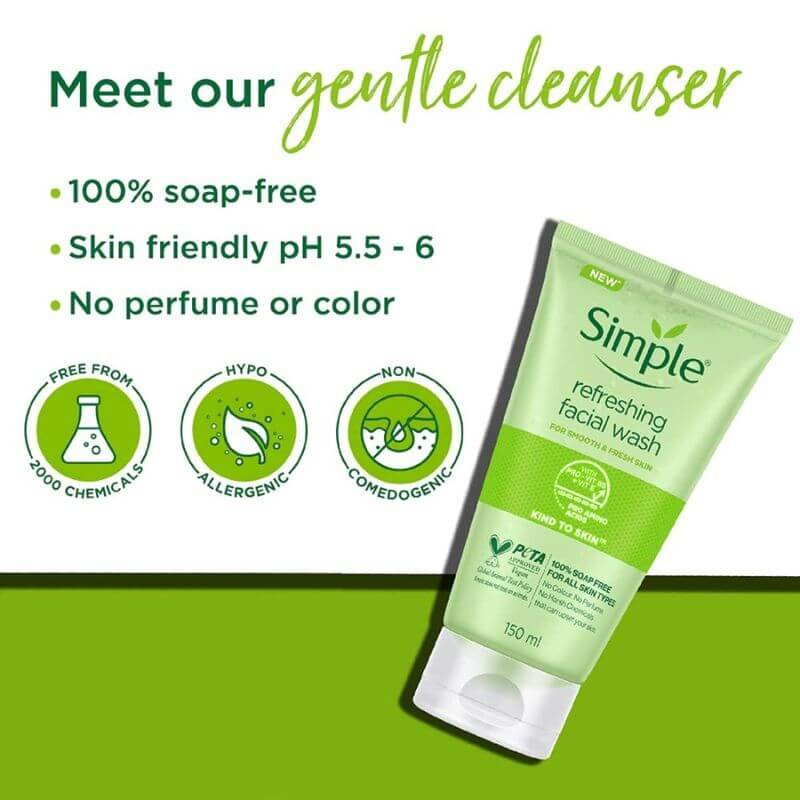 Simple Kind To Skin Refreshing Facial Wash Gel 150ml - Image 4